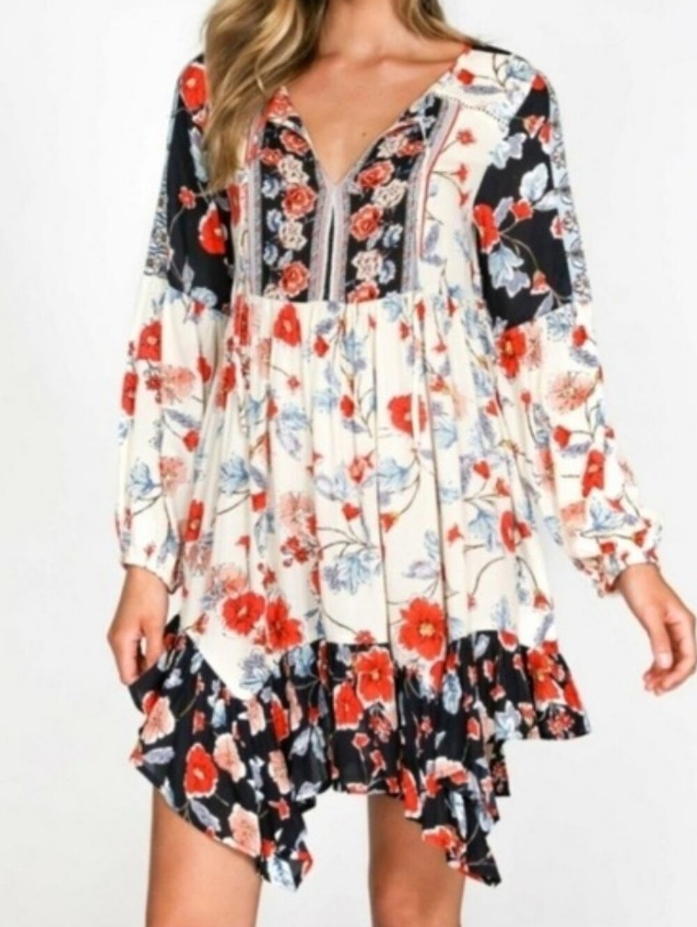Patrons of Peace Boho Floral Flowy Dress Size Small